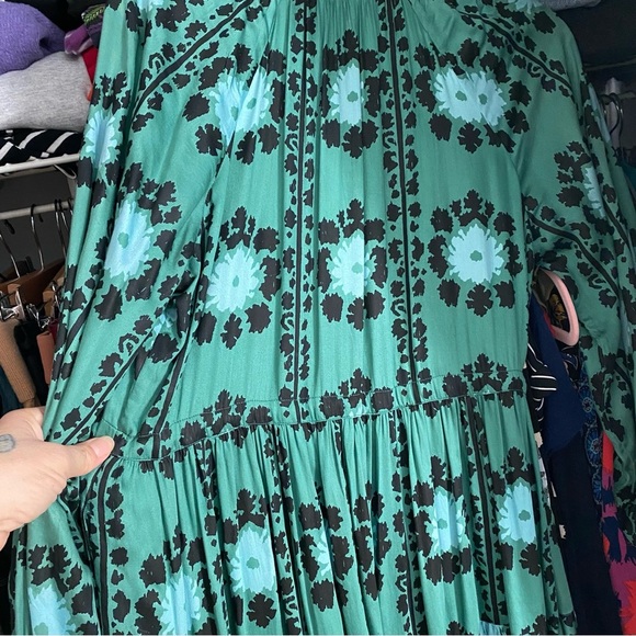 Omika Riviera Floral Maxi Dress Anthropologie XS Lisha Emerald Boho Cottagecore - Picture 12 of 15